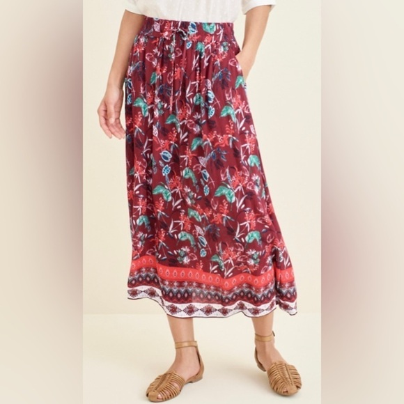 Excellent Condition, Garnet Hill Red "Raelle Midi Skirt" w/ Pockets, Size L/XL - Picture 4 of 16